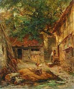 A Farmhouse Courtyard by Anton Burger