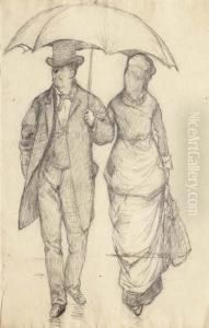 Homme Et Femme Sous Un Parapluie by Gustave Caillebotte