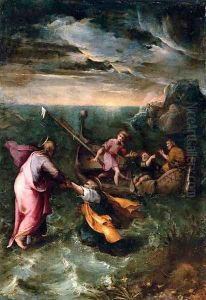 Christ calming the storm on the Sea of Galilee by Girolamo Muziano Brescia