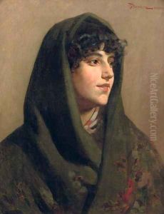The green shawl by Giuseppe Barison