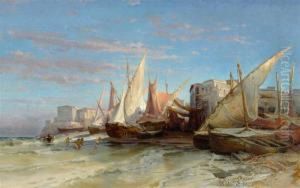 Sailing Ships On A Strip Of Coast.