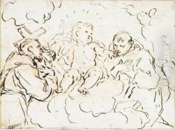 Two Franciscans Adoring The Christ Child - view 1