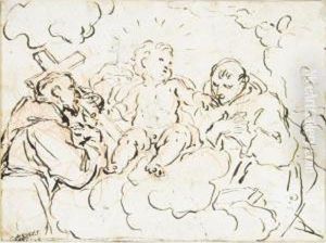Two Franciscans Adoring The Christ Child