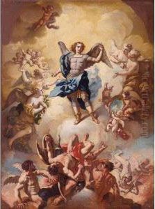 The Archangel Michael Vanquishing Satan by Giacinto Calandrucci