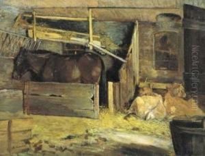 "interno Di Stalla" 1879 by Marco Calderini