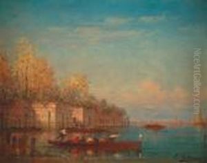 Vue Des Jardins Francais A Venise by Charles Clement Calderon