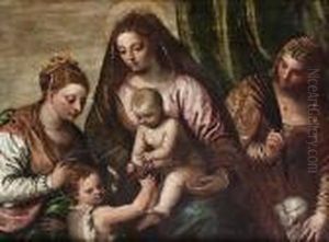 The Madonna And Child With The
Infant Saint John The Baptist, Saint Agnes And Saint Catherine by Carletto Carliari