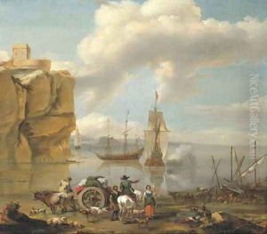 A coastal landscape with a horseman by Abraham Jansz. Begeyn