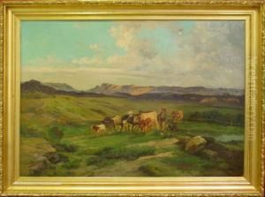 Landskap Med Kor Och Far Med Herde. by John, Giovanni Califano