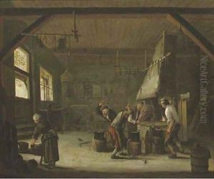 Blacksmiths in their workshop
