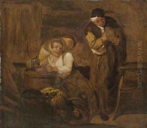 Peasants drinking and smoking in a tavern by Cornelis (Pietersz.) Bega