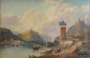 An Italianate Lake Scene With Washer Women