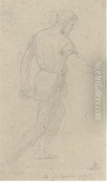 Study Of A Man Holding A Staff - view 1