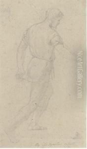Study Of A Man Holding A Staff by Sir Augustus Wall Callcott