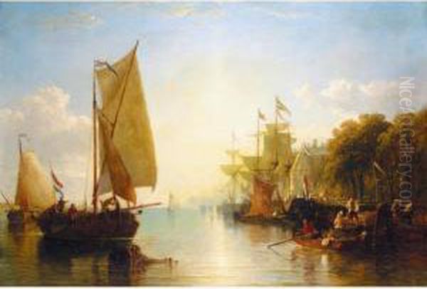 Dutch Barges Moored Beside De Boompjes, Rotterdam - view 1