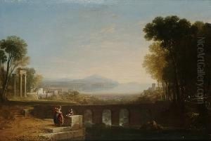 Extensive Italian Landscape, With Figures In The Foreground by Sir Augustus Wall Callcott