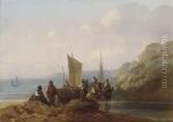 Fishermen Congregating On The Shore - view 1