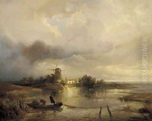 A windmill in an extensive landscape