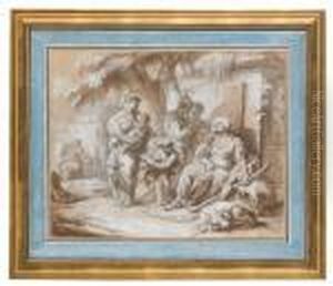 En Tiggarfamilj Vid Ett Harbarge by Antoine-Francois Callet