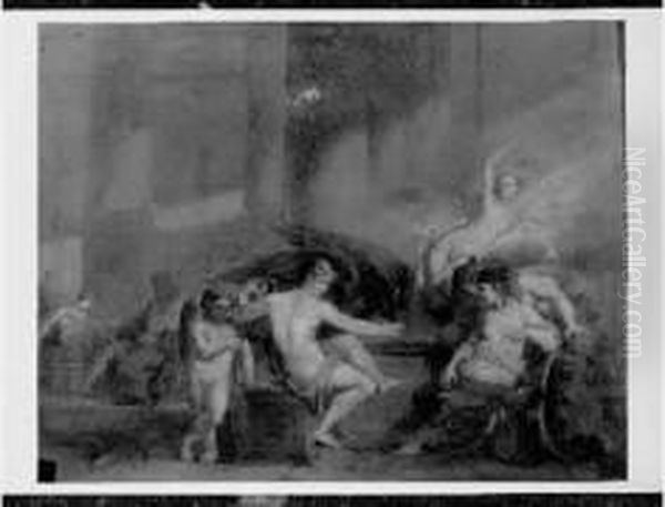 Ganimede Verse A Boire A Zeus Panneau, Une Planche, Non Parquete. 28 X 36 Cm - view 1