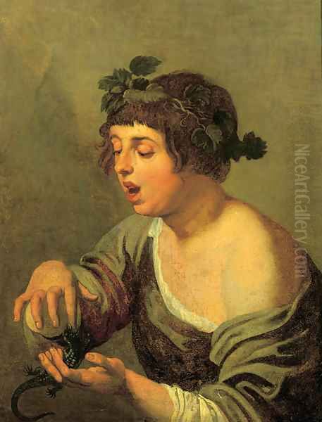 A young bacchante, holding a lizard - view 1