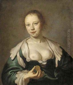The Sense of Touch A courtesan holding a coin by Jacob Adriaensz. Backer