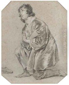 A young man kneeling in profile to the left by Jacob Adriaensz. Backer
