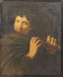 A shepherd, half length, playing the flute by Jacob Adriaensz. Backer