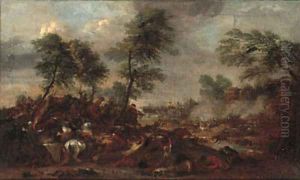 A cavalry skirmish 2 by Karel Bredael