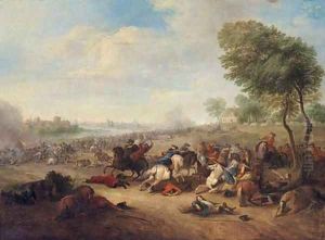 A cavalry skirmish by Karel Bredael