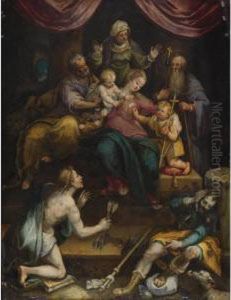 The Holy Family With The Infant 
Saint John The Baptist And Saint Anne, Together With Saints Anthony 
Abbot, Sebastian And Roch by Denys Calvaert