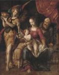 The Holy Family With The Infant Saint John The Baptist by Denys Calvaert