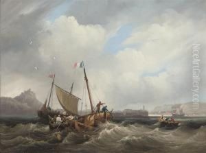 Lobstermen Hauling In Their Pots Off A French Port