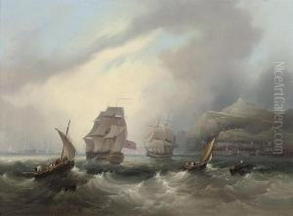 A Royal Naval Two-decker And A Frigate Off Gibraltar - view 1