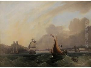 Dutch Vessels And Other Shipping In An Estuary