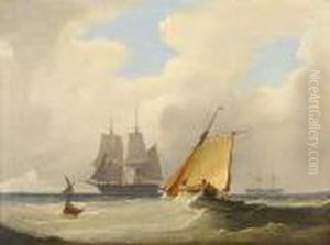 A Brig Hove-to Off St. 
Catherine's Point, Isleof Wight, With A Cutter Caught In A Swell Nearby