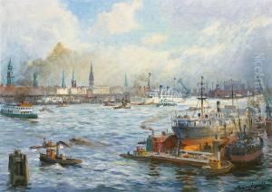Schiffe Bei Aufziehendem Sturm Vor Der Kuste