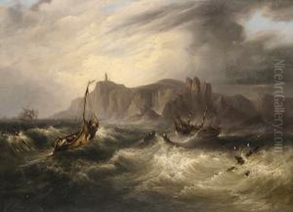 The West Indiaman "clarendon" 
Ashore And Breaking Up At Blackgang Chine, Isle Of Wight, 11th. October 
1836 - view 1
