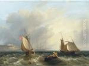 A Royal Naval Armed Cutter Heading Inshore Off The Mouth Of Thetyne