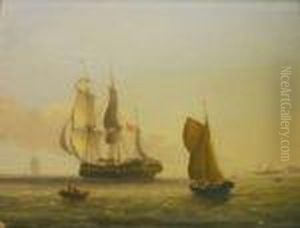 A Barque In The Thames Estuary by Frederick Calvert