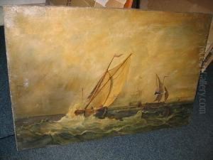 Vessels In A Busy Channel by Frederick Calvert