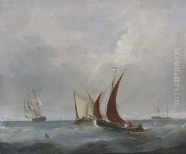 A Frigate Leaving Port; And Barges And Other Shipping In Thechannel Off Dover - view 1
