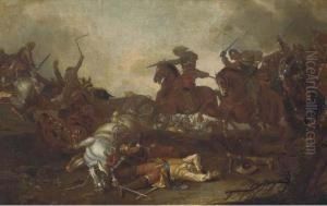 A Cavalry Skirmish by Antonio Calza