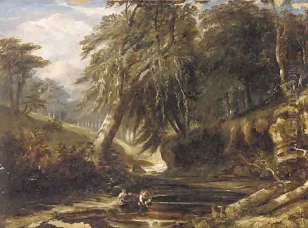 Children playing by the River Kelvin, Scotland - view 1