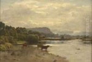 Highland Cattle At The Watering Place by Duncan Cameron