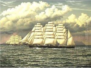 London Tea Clippers Racing Off Dover by Hugh Cameron