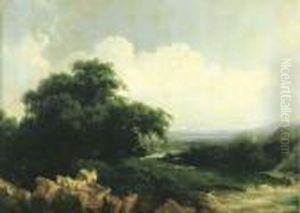 Paesaggio Collinare Con Gregge Al Pascolo by Giuseppe Camino