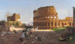 Roma, Scena Di Vita Presso Il Colosseo