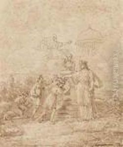 Allegorie De La Science 
Recompensant De Jeunes Etudiants Etvaincant L'ignorance, Avec Minerve 
Sur Des Nuees Designant Un Pantheon