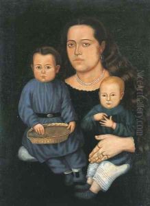 Sra. Da. Francisca Valdivia de Chavez e hijos by Hermenegildo Bustos